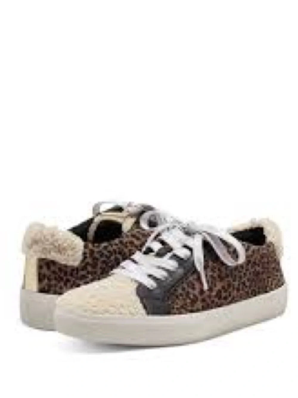 Vince Camuto Myralyn Leopard Sherpa Toe Sneakers Animal Print Women’s 8.5